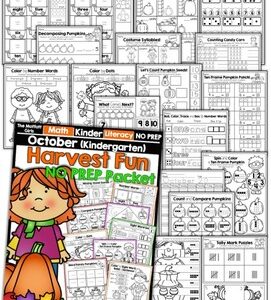 October NO PREP Math and Literacy (Kindergarten)